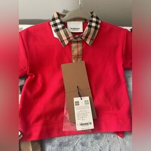 Burberry button polo (red) 6 months
